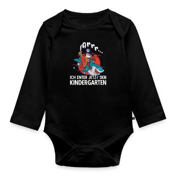 Kinder Schulkind Kindergarten Pirat Kapitän - Baby Bio-Langarm-Body - Schwarz - Vorne
