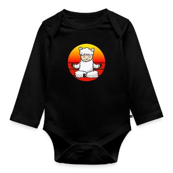 Yoga Lama, Meditation Yoga for children and parents - Organic Longsleeve Baby Bodysuit - black - Front