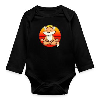 Yoga Fuchs, Yoga de méditation pour les enfants et les parents - Body Bébé bio manches longues - noir - Devant