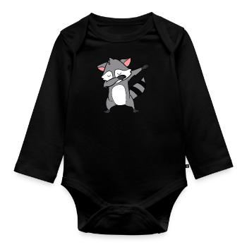 Raccoon - Dab, dabbing, dabbing, dancing - Organic Longsleeve Baby Bodysuit - black - Front