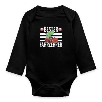 Bester Fahrlehrer Humor Auto Führerschein - Baby Bio-Langarm-Body - Schwarz - Vorne