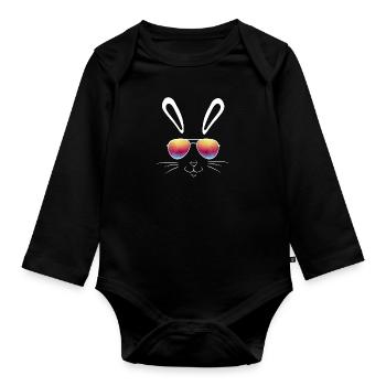 Lapin Lapin Cool Lapin Animal de compagnie Pâques - Body Bébé bio manches longues - noir - Devant