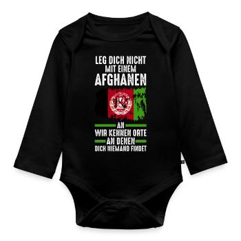 Afghanistan Afghane Afghanisches - Baby Bio-Langarm-Body - Schwarz - Vorne