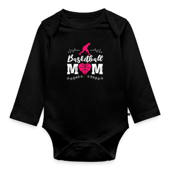 Basketball Mom Basketballer Mutter - Baby Bio-Langarm-Body - Schwarz - Vorne