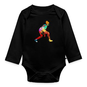 Joueuse de basket-ball de basket-ball féminin - Body Bébé bio manches longues - noir - Devant