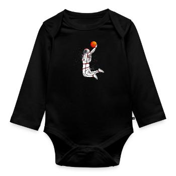 Astronaut Dunking Basketball - Baby Bio-Langarm-Body - Schwarz - Vorne