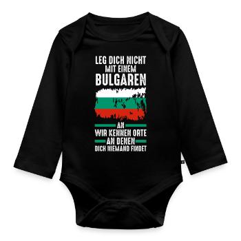Balkan Bulgarien Bulgare Bulgarisches - Baby Bio-Langarm-Body - Schwarz - Vorne