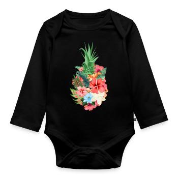 Ananas - Body Bébé bio manches longues - noir - Devant