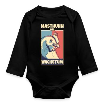 Masthuhn für Wachstum - Baby Bio-Langarm-Body - Schwarz - Vorne