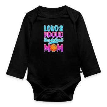 Proud Basketball Mom Basketball Mutter - Baby Bio-Langarm-Body - Schwarz - Vorne