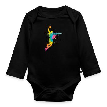 Basketball Dunking Art Basketball Player - Organic Longsleeve Baby Bodysuit - black - Front