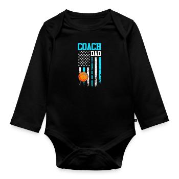 Basketball Coach Dad USA Basketball Player - Organic Longsleeve Baby Bodysuit - black - Front