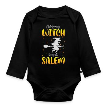 Witch broom Halloween Broom Funny - Organic Longsleeve Baby Bodysuit - black - Front