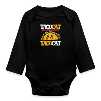 Taco Cat - Organic Longsleeve Baby Bodysuit - black - Front