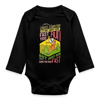 Cross Country Running Crosslauf Geländelauf Laufen - Body Bébé bio manches longues - noir - Devant