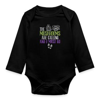 En appelant les champignons, je dois aller cueillir des champignons - Body Bébé bio manches longues - noir - Devant