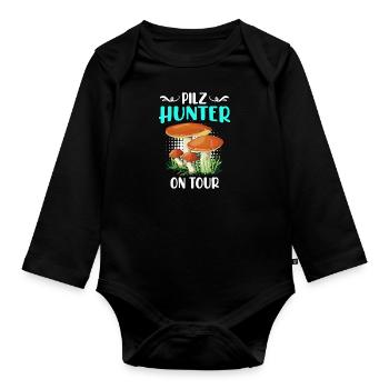 Pilz Hunter on Tour Pilzsammler - Baby Bio-Langarm-Body - Schwarz - Vorne