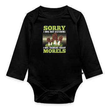 Morel Collector Mushroom Picker - Organic Longsleeve Baby Bodysuit - black - Front