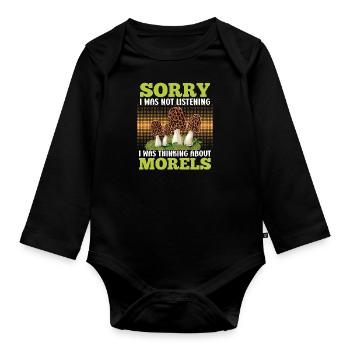 Morel Collector Mushroom Picker - Organic Longsleeve Baby Bodysuit - black - Front