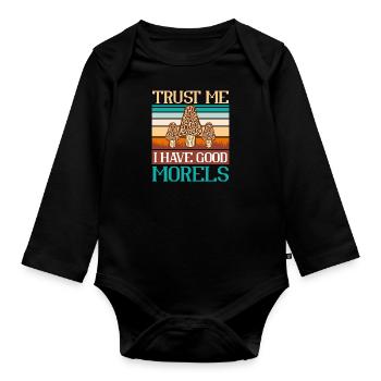 Croyez-moi, j’ai de bonnes Morilles - Body Bébé bio manches longues - noir - Devant