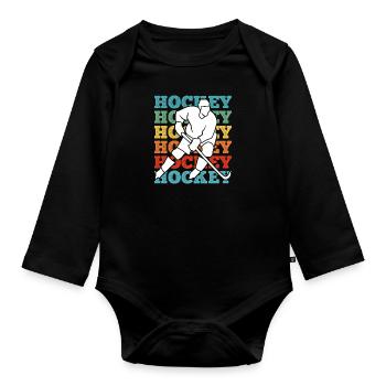 Hockey Vintage Eishockey - Baby Bio-Langarm-Body - Schwarz - Vorne