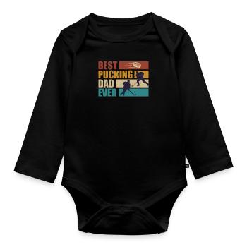 Best Pucking Dad Ever Eishockey Papa - Baby Bio-Langarm-Body - Schwarz - Vorne