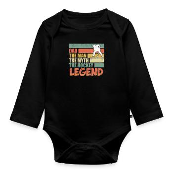 Papa l’homme du mythe la légende - Body Bébé bio manches longues - noir - Devant