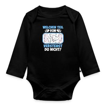 Eishockey Taktik Eishockeyspieler Eishockey - Baby Bio-Langarm-Body - Schwarz - Vorne