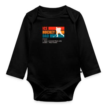 Eishockey Dad Eishockey Papa - Baby Bio-Langarm-Body - Schwarz - Vorne