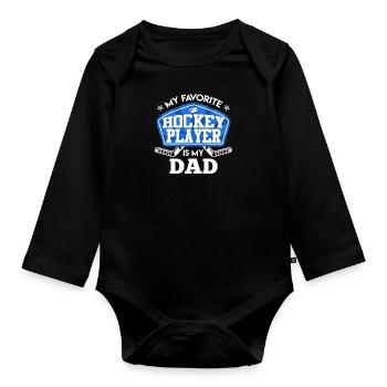 Eishockey Papa - Baby Bio-Langarm-Body - Schwarz - Vorne
