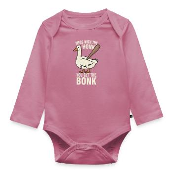 Geese Meme Mess With The Honk You Get The Bonk - Body Bébé bio manches longues - mauve - Devant
