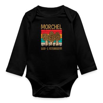 Such & Rettungsteam Morchel Pilzsammler - Baby Bio-Langarm-Body - Schwarz - Vorne