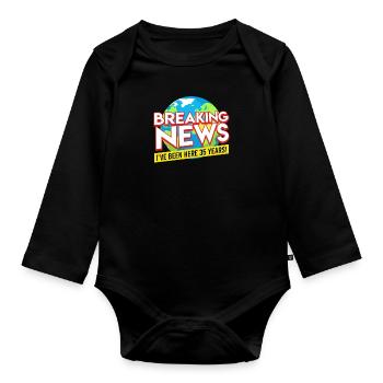 35 years of service Anniversary 35 years - Organic Longsleeve Baby Bodysuit - black - Front