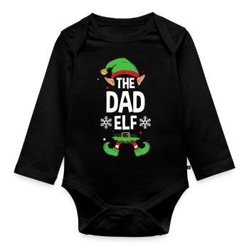 Elfe de cadeau de Noël de famille assorti de groupe - Body Bébé bio manches longues - noir - Devant