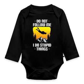 Paragliding Parachuting Aviation - Organic Longsleeve Baby Bodysuit - black - Front