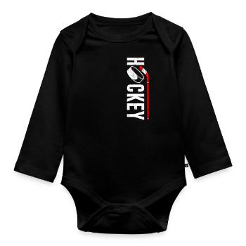 Bâtons de hockey sur glace - Body Bébé bio manches longues - noir - Devant