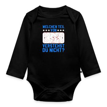 Eishockey Spieltaktik Hockey Coach Team - Baby Bio-Langarm-Body - Schwarz - Vorne