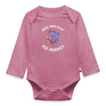 Echte Männer spielen Eishockey - Baby Bio-Langarm-Body - Mauve - Vorne