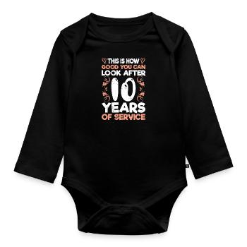 10th company anniversary 10 years service anniversary - Organic Longsleeve Baby Bodysuit - black - Front