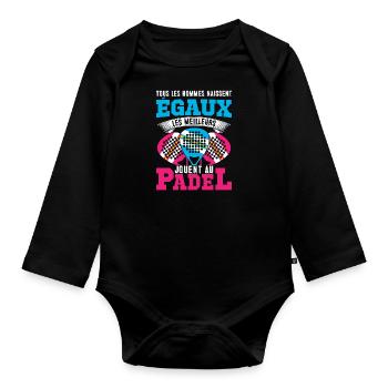 Les meilleurs jouent au padel | logo & dessin - Body Bébé bio manches longues - noir - Devant