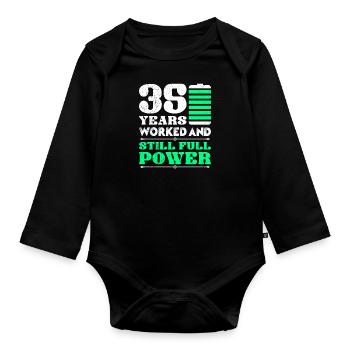 35 years of work 30 years of service anniversary - Organic Longsleeve Baby Bodysuit - black - Front