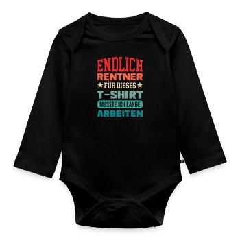 Endlich Rente Arbeitskollege Ruhestand - Baby Bio-Langarm-Body - Schwarz - Vorne