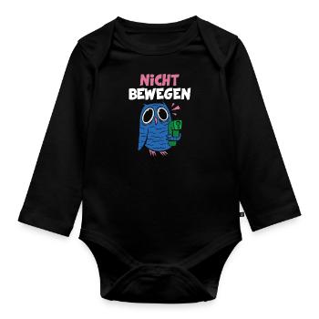 Eulen Cartoon Eule Vogel Lustiges Wortspiel Humor - Baby Bio-Langarm-Body - Schwarz - Vorne