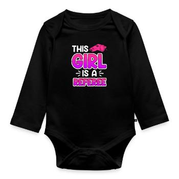 Ladies referee referee referee - Organic Longsleeve Baby Bodysuit - black - Front