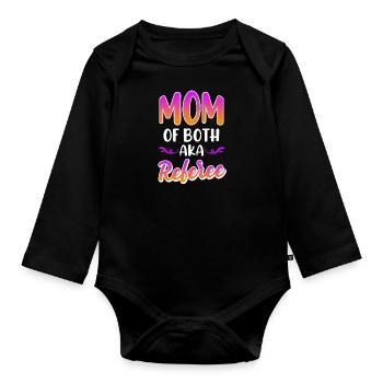 Mother of twins Mama 2 children - Organic Longsleeve Baby Bodysuit - black - Front