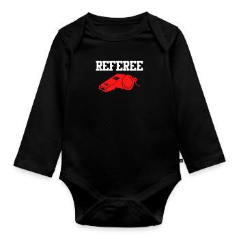 Schiedsrichter Pfeife Schiri - Baby Bio-Langarm-Body - Schwarz - Vorne