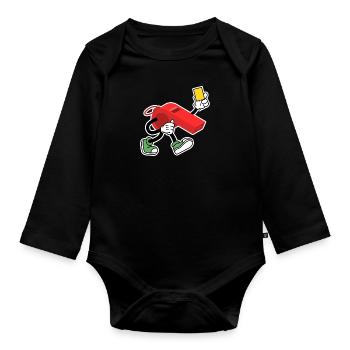 Sifflet de l’arbitre avec carton jaune Shiri - Body Bébé bio manches longues - noir - Devant