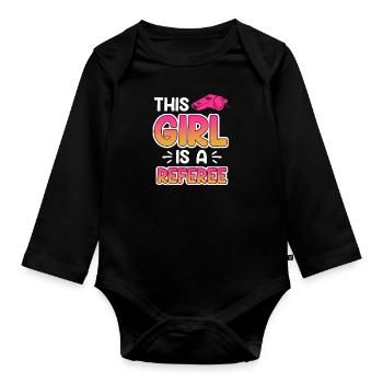 Women Referee Referee Schiri - Organic Longsleeve Baby Bodysuit - black - Front