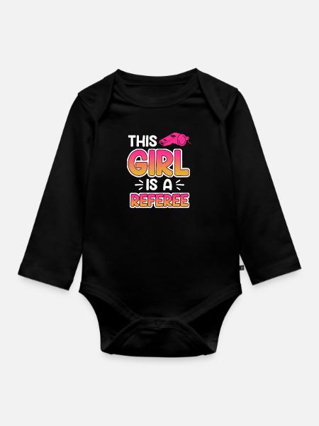 Damen Schiedsrichter Schiedsrichterin Schiri - Baby Bio-Langarm-Body - Schwarz