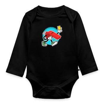 Sifflet de l’arbitre avec carton jaune Shiri - Body Bébé bio manches longues - noir - Devant